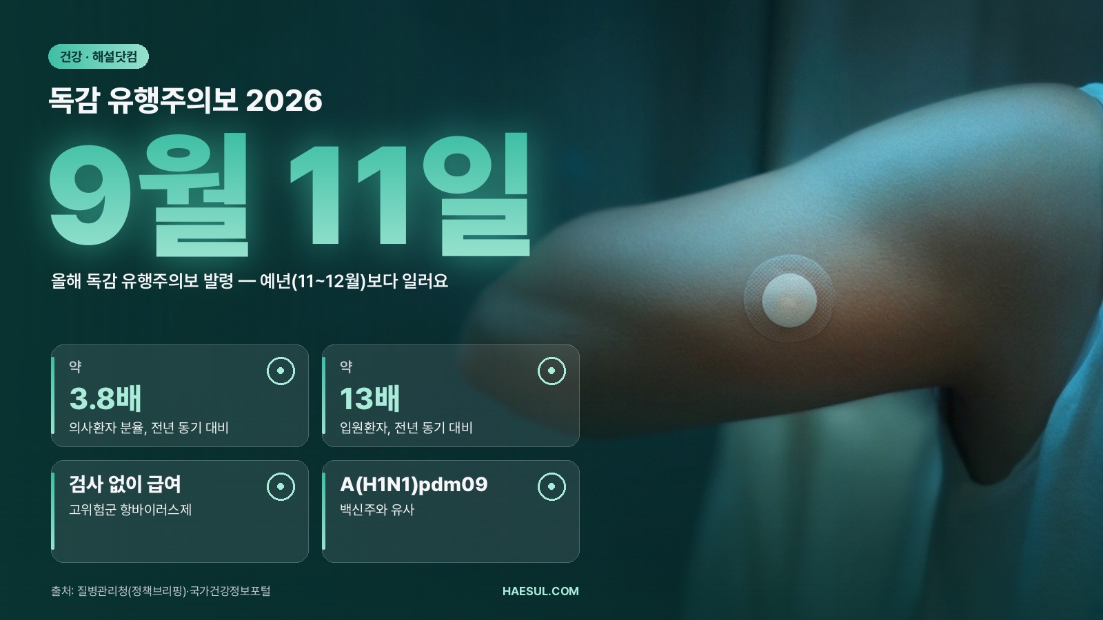 독감 유행주의보 2026: 50~64세 접종 권장 기준과 부모님 무료접종 일정, 치료제 급여 정리
