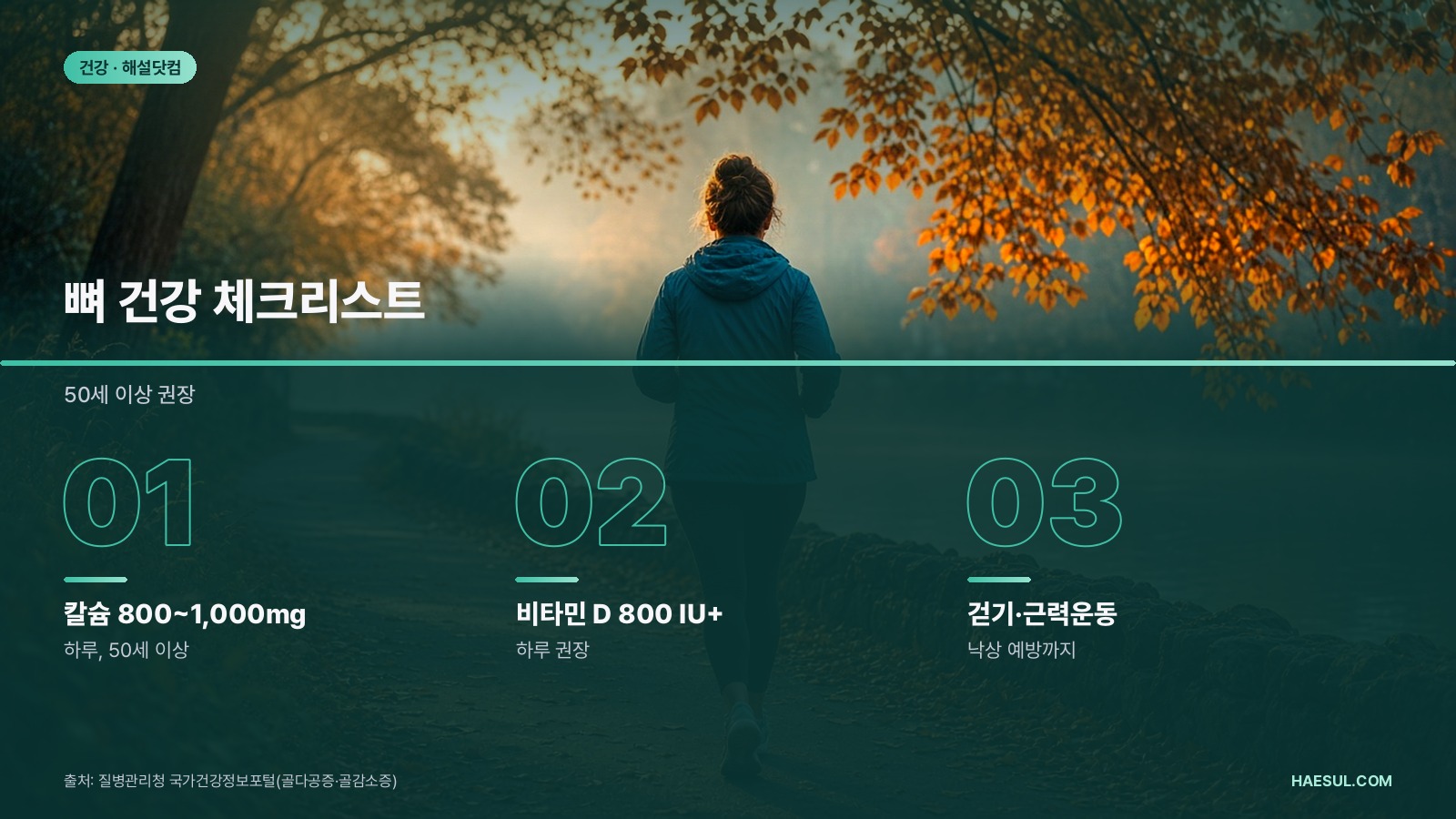 뼈 건강 체크리스트 – 50세 이상 권장