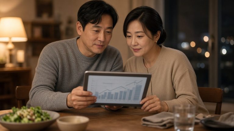 연금 계좌를 함께 살펴보는 40대 부부